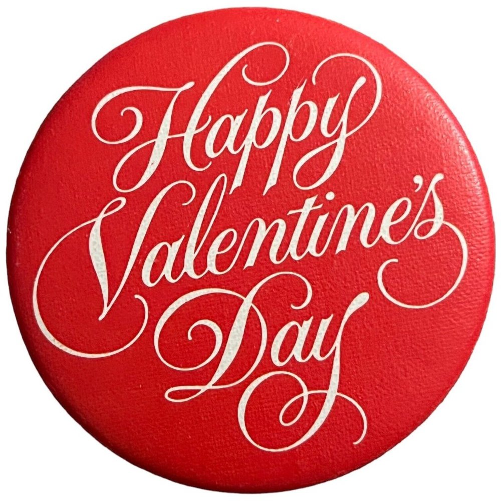 HALLMARK HAPPY VALENTINES DAY 2 1/4" Metal Button Pinback Pin Marked Hallmark